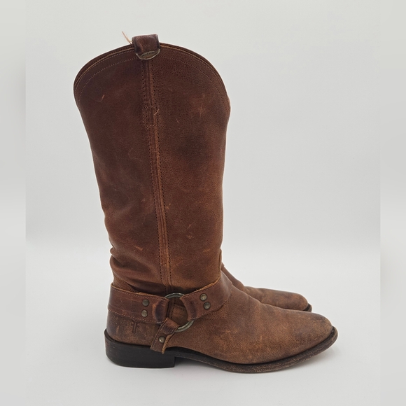 Frye 76806 Harness Brown Leather Boots Size 7 - Picture 2 of 10